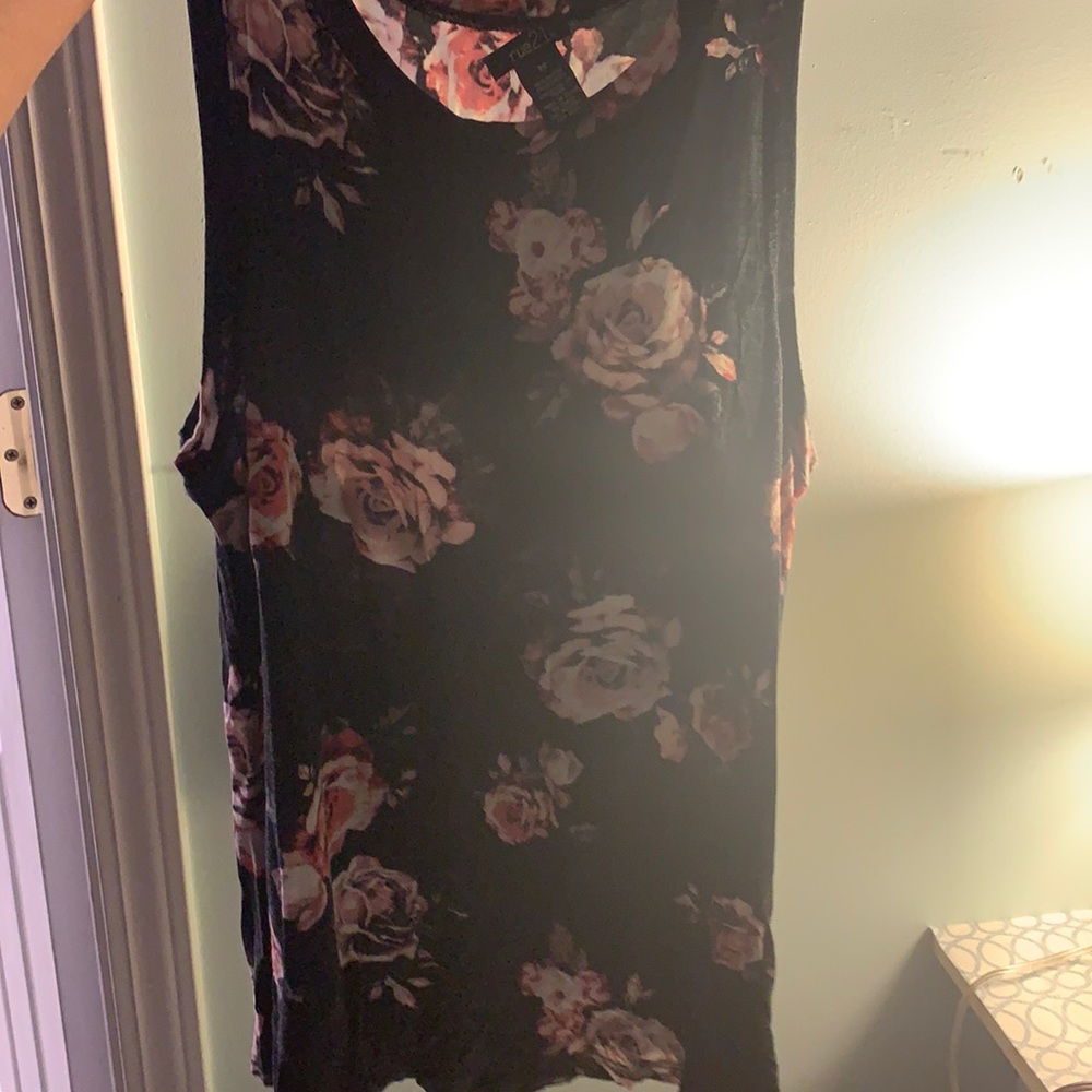 Black tank with pink flowers size xsmall